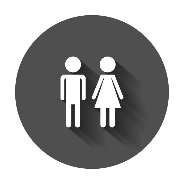 Vector hombre y mujer icono. Pictograma plano moderno. Símbolo plano simple con sombra larga . — Archivo Imágenes Vectoriales