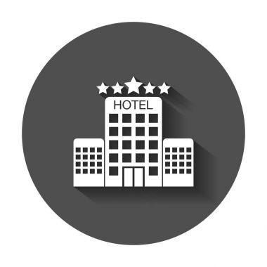 Hotel Icon. İş, pazarlama, Internet kavramı ile uzun gölge için basit düz piktogram.