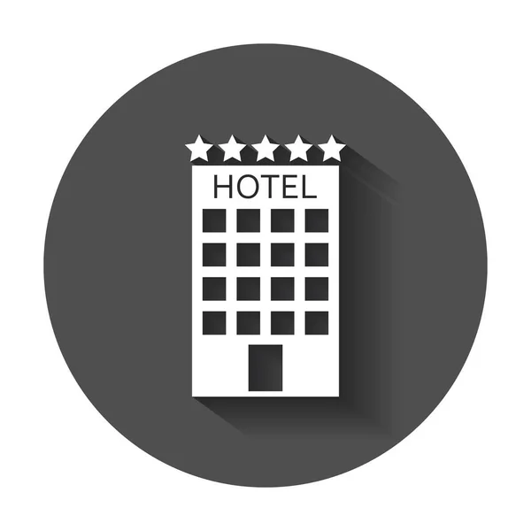 Hotel icon. Simple flat pictogram for business, marketing, internet concept with long shadow. — Stock Vector