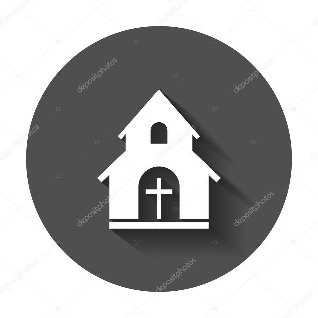 Church sanctuary vector illustration icon. Simple flat pictogram for business, marketing, mobile app, internet with long shadow.