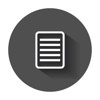 Belge piktogram simgesi. İş, uzun gölge konseptiyle internet pazarlama için basit düz örnek.