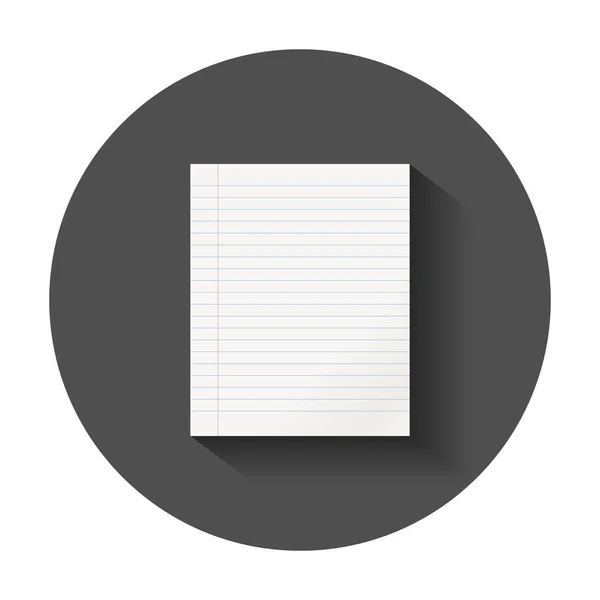 Realistisches Papierschablone mit Linie. Büro-Notizbuch mit langem Schatten. — Stockvektor