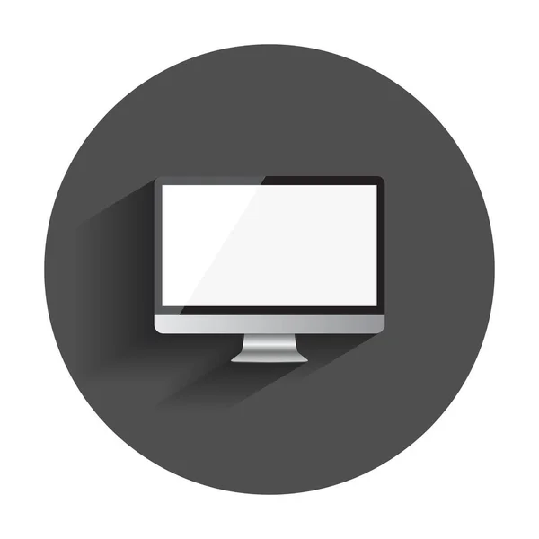 Desktop-Computer flaches Symbol. realistische Vektordarstellung mit langem Schatten. — Stockvektor