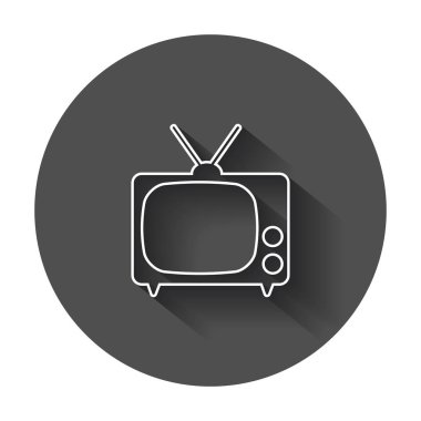 TV simge vektör çizim çizgi stili içinde. Web sitesi tasarımı, logo, app, UI uzun gölge ile televizyon simgesi.
