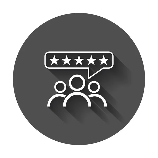 Klant beoordelingen, rating, gebruiker feedback concept vector pictogram. Vlakke afbeelding met lange schaduw. — Stockvector