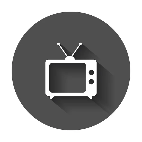 Tv Icon ilustração vetorial em estilo plano isolado sobre fundo branco. Símbolo de televisão para web site design, logotipo, aplicativo, ui com sombra longa . — Vetor de Stock