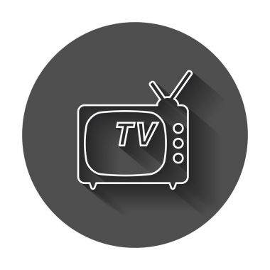 TV simge vektör çizim çizgi stili içinde. Web sitesi tasarımı, logo, app, UI uzun gölge ile televizyon simgesi.