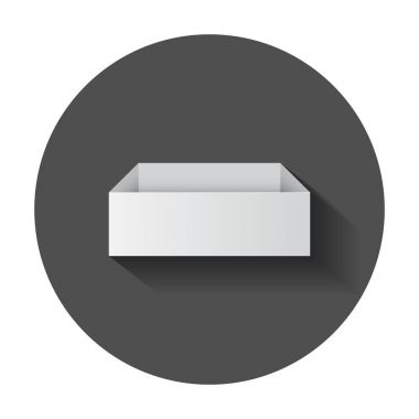 Beyaz karton paket kutu. Vektör çizim uzun gölge ile.