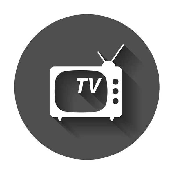 Tv Icon vector illustration in flat style. Television symbol for web site design, logo, app, ui with long shadow. — Stock Vector