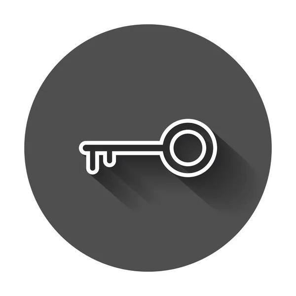 Icono clave ilustración vectorial en estilo de línea. Desbloquear símbolo para el diseño del sitio web, logotipo, aplicación, ui con sombra larga . — Vector de stock