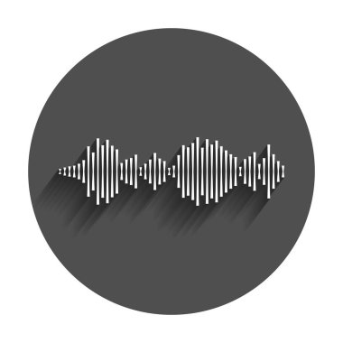 Vektör ses dalga biçimleri simgesi. Ses dalgaları ve müzikal darbe ile uzun gölge illüstrasyon vektör.