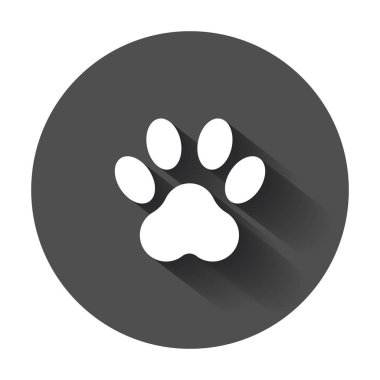 Yazdırma simge vektör çizim pençe. Köpek, kedi, pençe sembolü düz piktogram uzun gölge ile ayı.