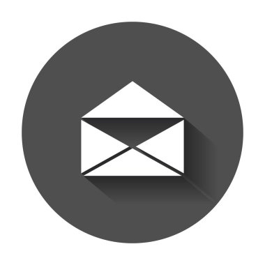 Posta zarf simgesi vektör. E-posta düz vektör çizim uzun gölge ile sembollerin.