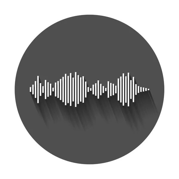 Icono de formas de onda de sonido vectorial. Ondas de sonido e ilustración de vectores de pulso musical con sombra larga . — Archivo Imágenes Vectoriales