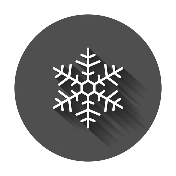 Schneeflockensymbol Vektor-Illustration in flachem Stil. Wintersymbol für Webseiten-Design, Logo, App, UI mit langem Schatten. — Stockvektor