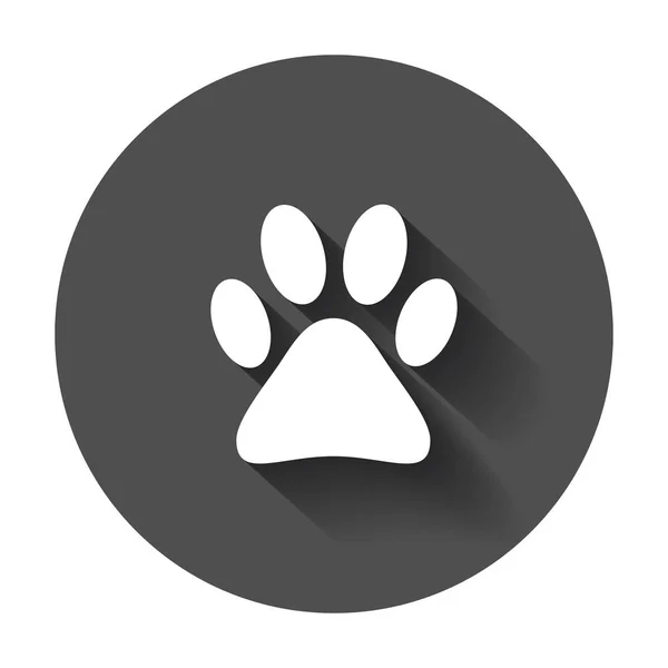Tlapa tisku ikonu vektorové ilustrace. Pes, kočka, medvěd tlapka symbol plochý piktogram s dlouhý stín. — Stockový vektor