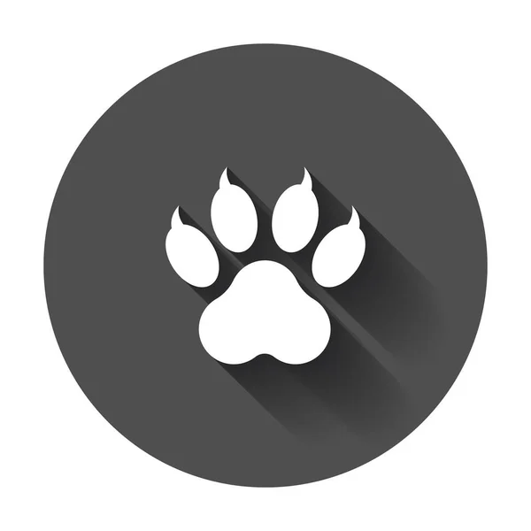 Illustration vectorielle d'icône d'impression patte. Chien, chat, ours symbole de patte pictogramme plat avec ombre longue . — Image vectorielle