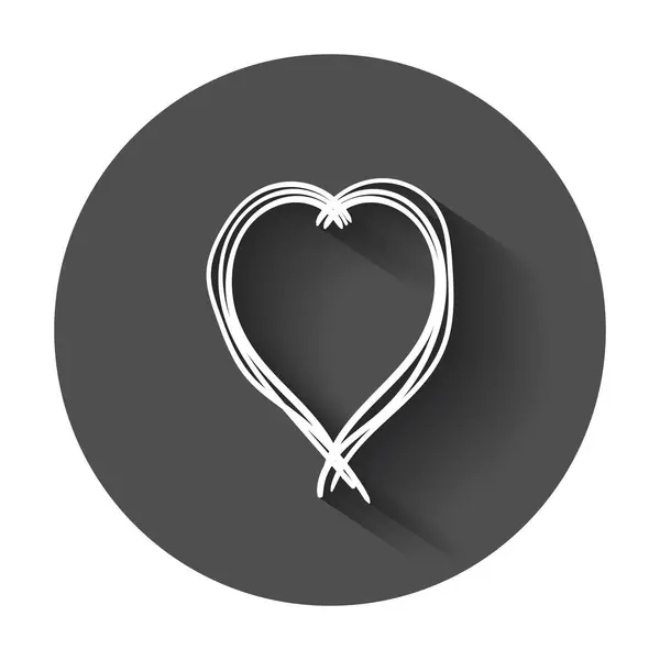 Hand drawn hearts icon. Love vector illustration with long shadow. — Stock Vector