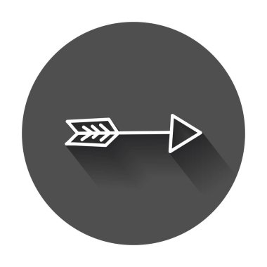 Ok simgesi. Vektör çizim uzun gölge ile el çekilmiş.