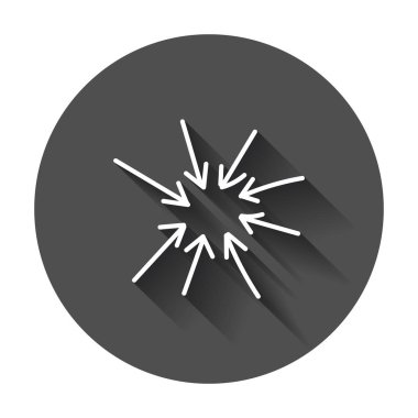 Ok simgesi. Vektör çizim uzun gölge ile el çekilmiş.