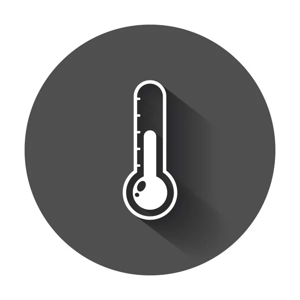 Thermometer pictogram. Doel platte vectorillustratie met lange schaduw. — Stockvector