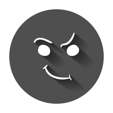 Basit gülümseme vektör simgesi. Elle çizilmiş yüz doodle ile uzun gölge illüstrasyon.