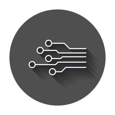 Devre kartı simgesi. Teknoloji planı sembol düz vektör çizim uzun gölge ile.