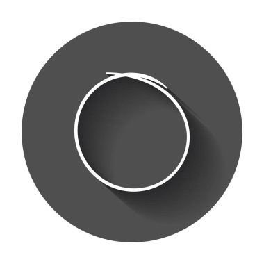 Elle çizilmiş karalama daire. Vektör öğesi. Uzun gölge illüstrasyon.