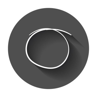 Elle çizilmiş karalama daire. Vektör öğesi. Uzun gölge illüstrasyon.