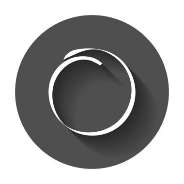 Elle çizilmiş karalama daire. Vektör öğesi. Uzun gölge illüstrasyon.