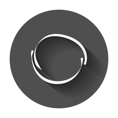 Elle çizilmiş karalama daire. Vektör öğesi. Uzun gölge illüstrasyon.