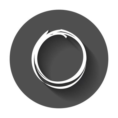 Elle çizilmiş karalama daire. Vektör öğesi. Uzun gölge illüstrasyon.