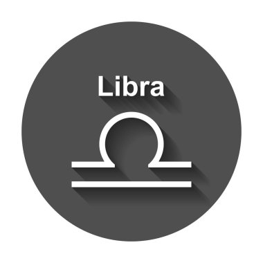 Terazi Burcu. Düz Astroloji vektör çizim uzun gölge ile.