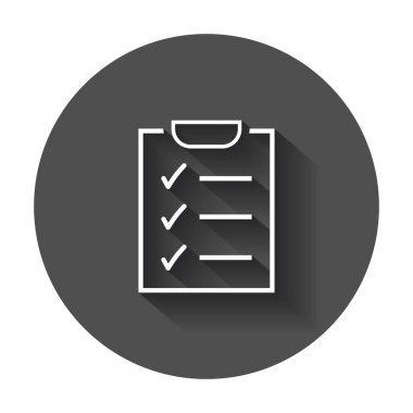 Simge listesi yapmak için. Denetim listesi, görev listesi vektör çizim düz tarzı. Uyarı mektubu kavramı simge uzun gölge ile.