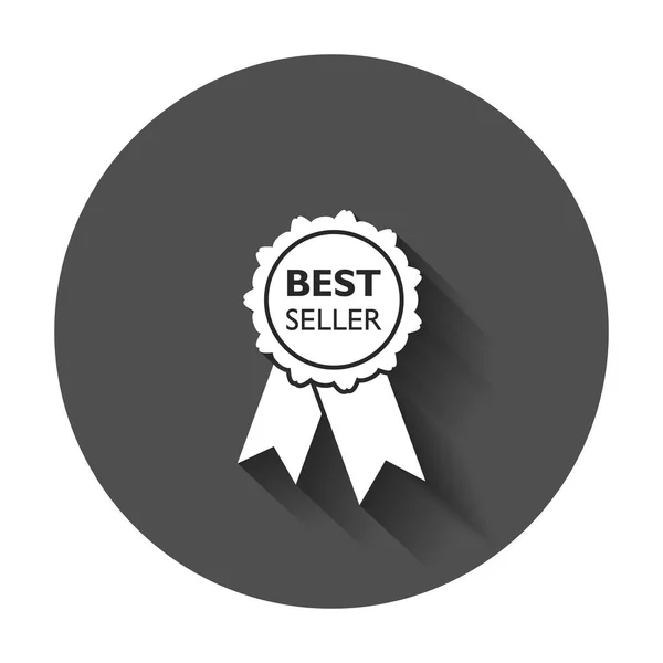 Icono de cinta de best seller. Ilustración vectorial medalla en estilo plano con sombra larga . — Vector de stock