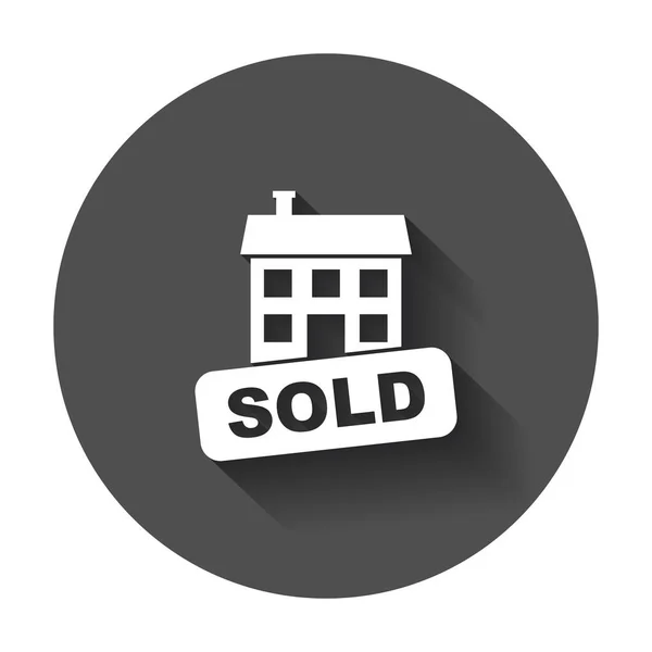 Sold house icon. Vector illustration in flat style with long shadow. — Stock Vector