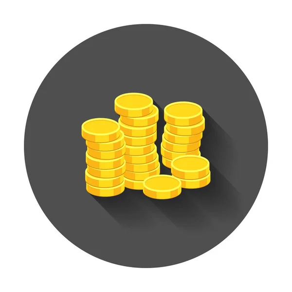Ícone do dinheiro. Ilustração vetorial de moedas em estilo plano. Ícones para design, site com sombra longa . — Vetor de Stock
