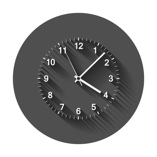 Klockan ikonen vektorillustration. Office klocka med långa skugga. — Stock vektor