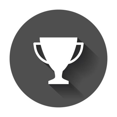 Trophy Kupası düz vektör simgesi. Basit kazanan sembolü. Uzun gölge illüstrasyon.