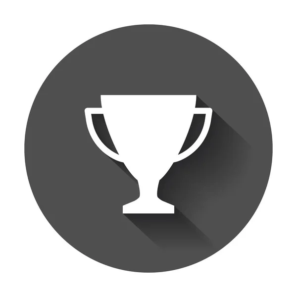 Trofeo taza plana vector icono. Símbolo ganador simple. Ilustración con sombra larga . — Vector de stock