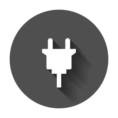 Elektrik fişi simgesi. Düz vektör çizim uzun gölge ile gücünden.