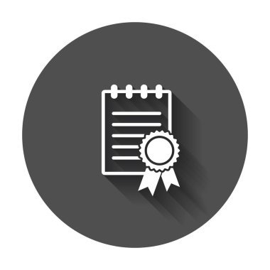 Sertifika simge. Diploma sembolü. Beyaz arka plan üzerinde düz vektör çizim.
