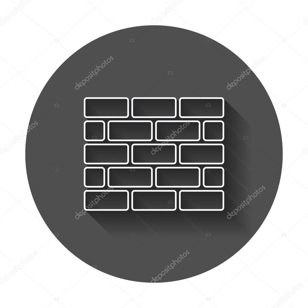 Wall brick icon in line style. Wall symbol illustration with long shadow.