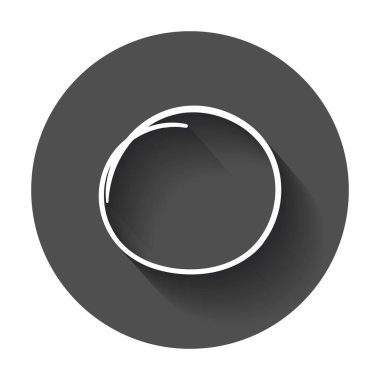 Elle çizilmiş karalama daire. Vektör öğesi. Uzun gölge illüstrasyon.