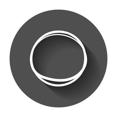 Elle çizilmiş karalama daire. Vektör öğesi. Uzun gölge illüstrasyon.