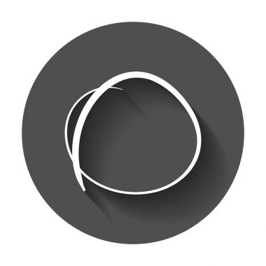 Elle çizilmiş karalama daire. Vektör öğesi. Uzun gölge illüstrasyon.