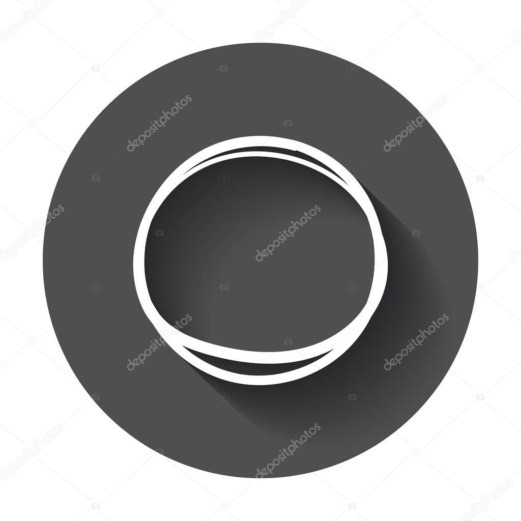 Hand drawn scribble circle. Vector element. Illustration with long shadow.