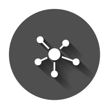 Sosyal ağ, molekül, düz stil simgesinde dna. Vektör çizim uzun gölge ile.