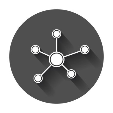Sosyal ağ, molekül, düz stil simgesinde dna. Vektör çizim uzun gölge ile.
