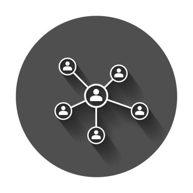 Ağ vektör simgesi. İnsanlar bağlantı vektör çizim uzun gölge ile.